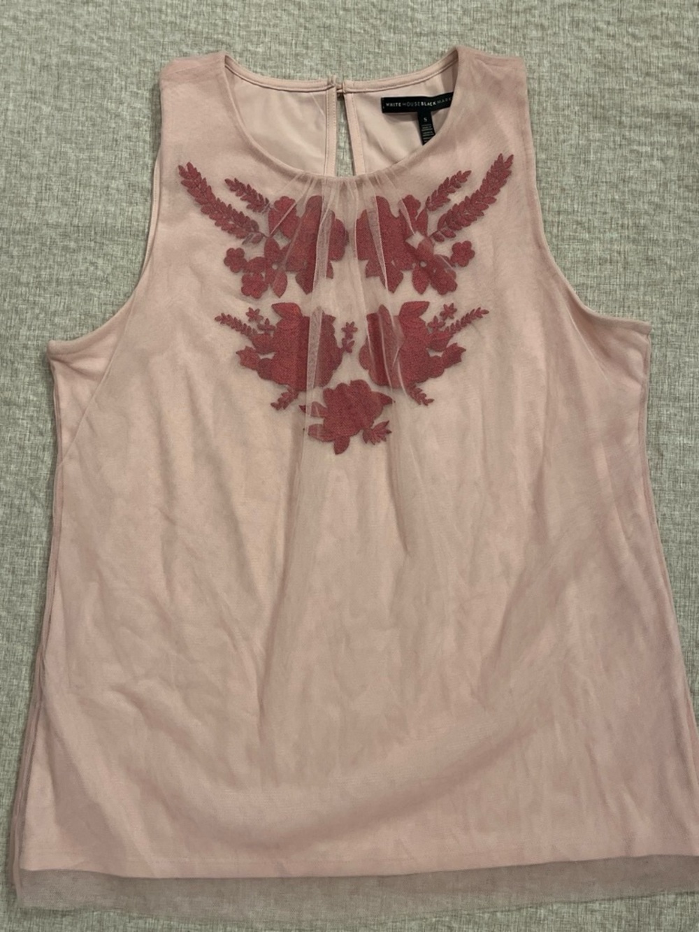 White House Black Market Embroidered Tulle Shell Tank Top Blouse Size Small